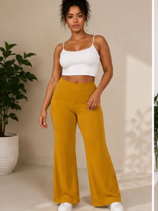 H&M Pants - H&M Mustard Yellow Flare Wide Leg Pants XL
